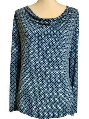 Liz Claiborne Blue Geometric Long-Sleeve Tunic
